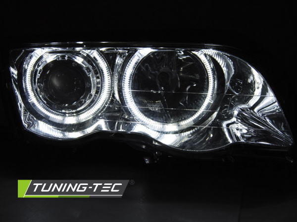 LED Angel Eyes Scheinwerfer für BMW 3er E46 98-01 chrom Set